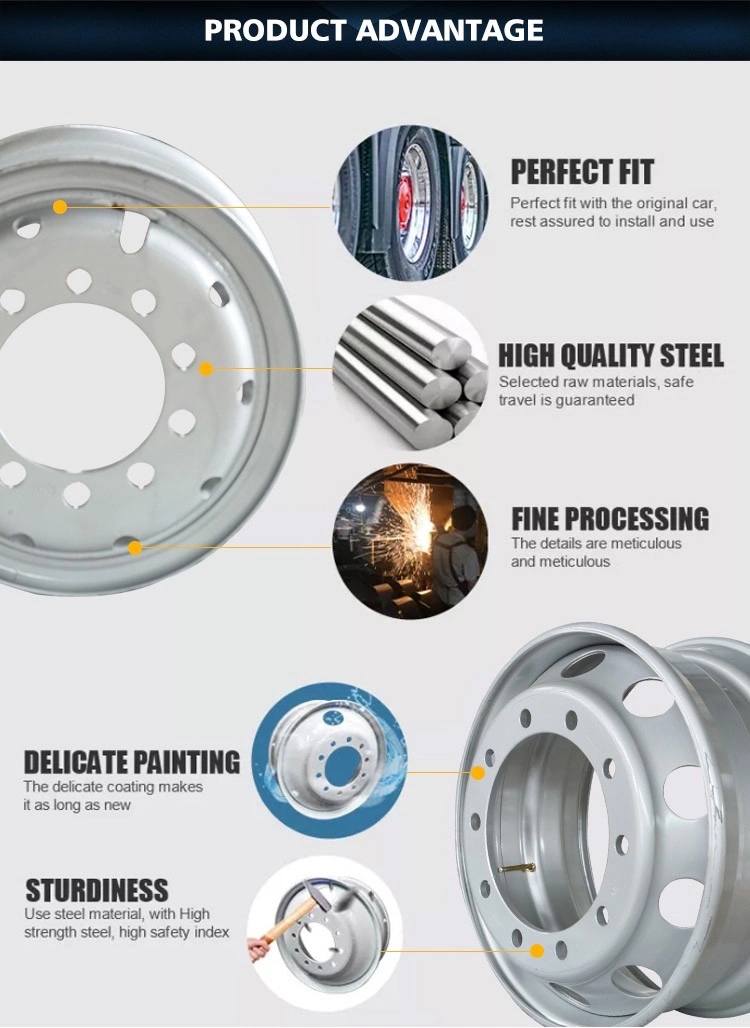 7.5-20 China High Quaity Tube Steel Wheel Rim for Heavy Duty Semi Trailer